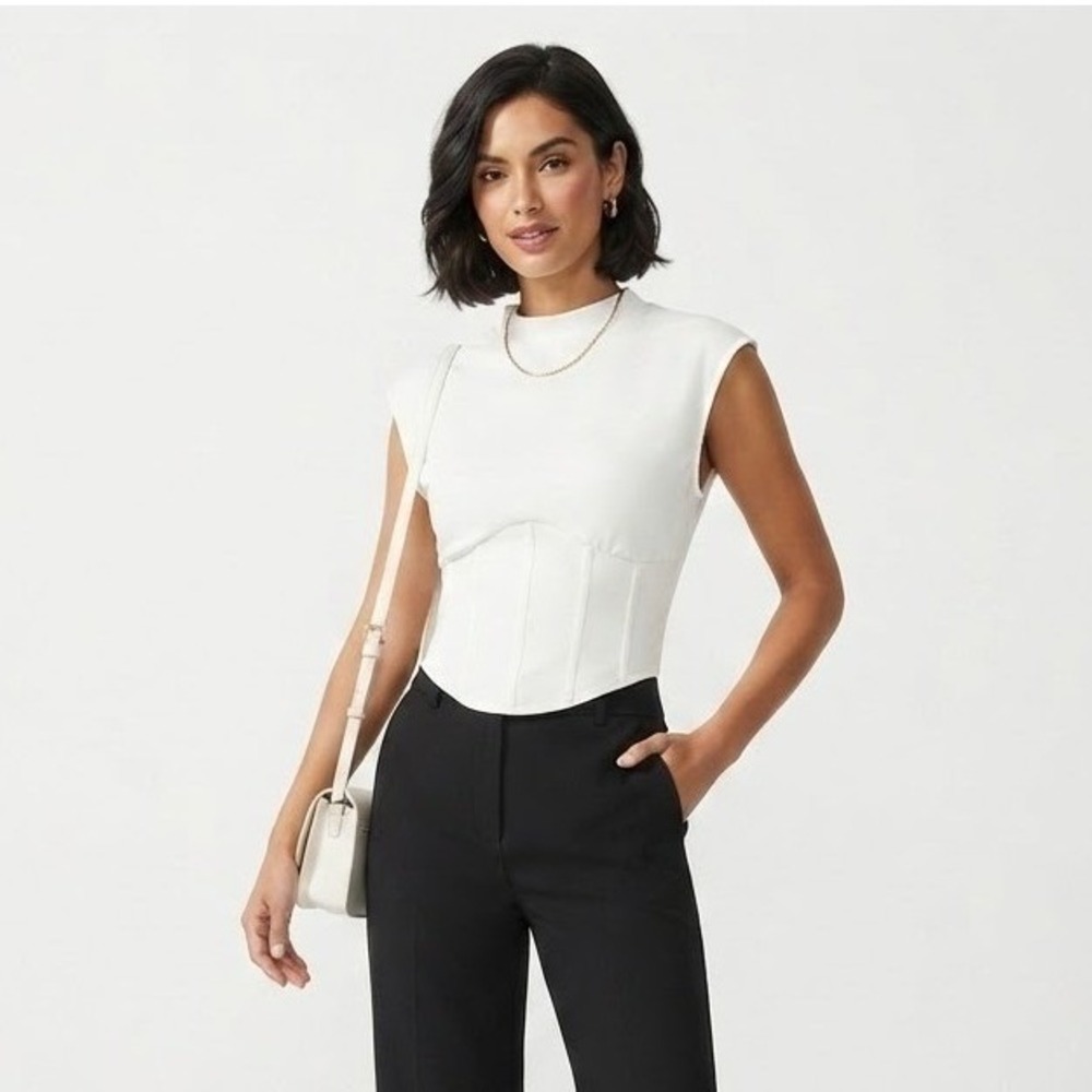 Good American White Corset Top Size 3 (US L/XL) Minimalist Chic Clean Girl Y2K